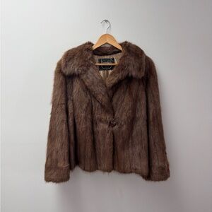 Elegant Brown Faux Fur Jacket